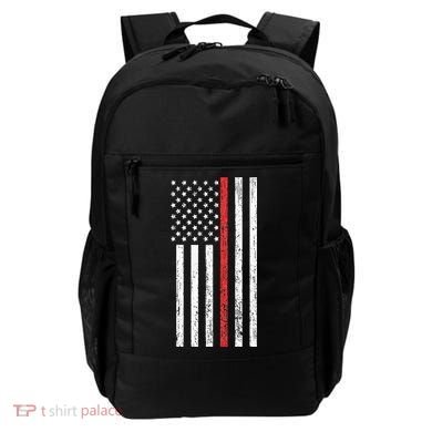 Thin RedLine Firefighter Flag Distressed Effect Backpack