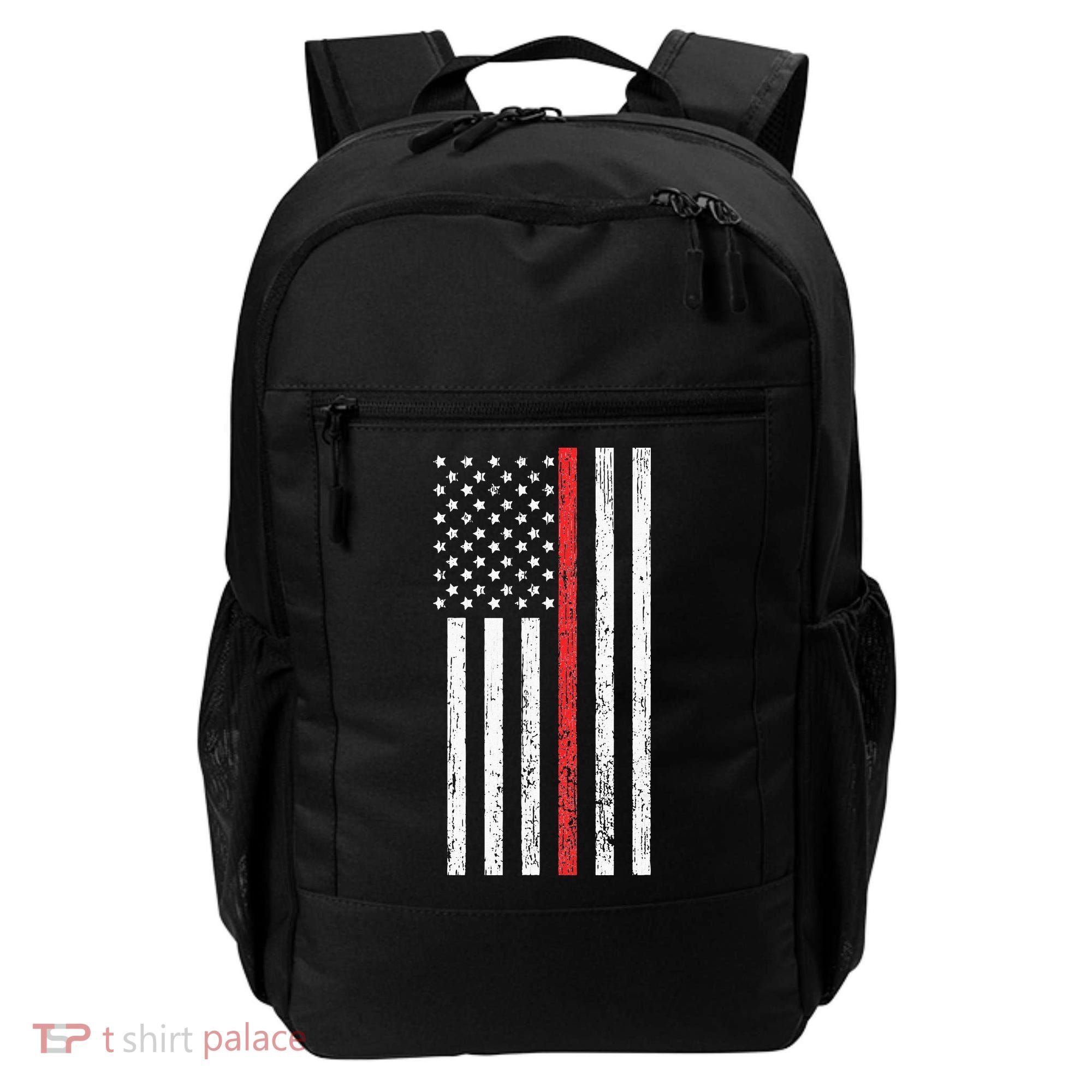 Thin RedLine Firefighter Flag Distressed Effect Backpack