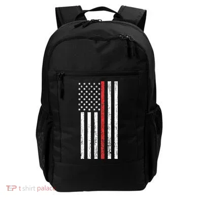 Thin RedLine Firefighter Flag Distressed Effect Backpack