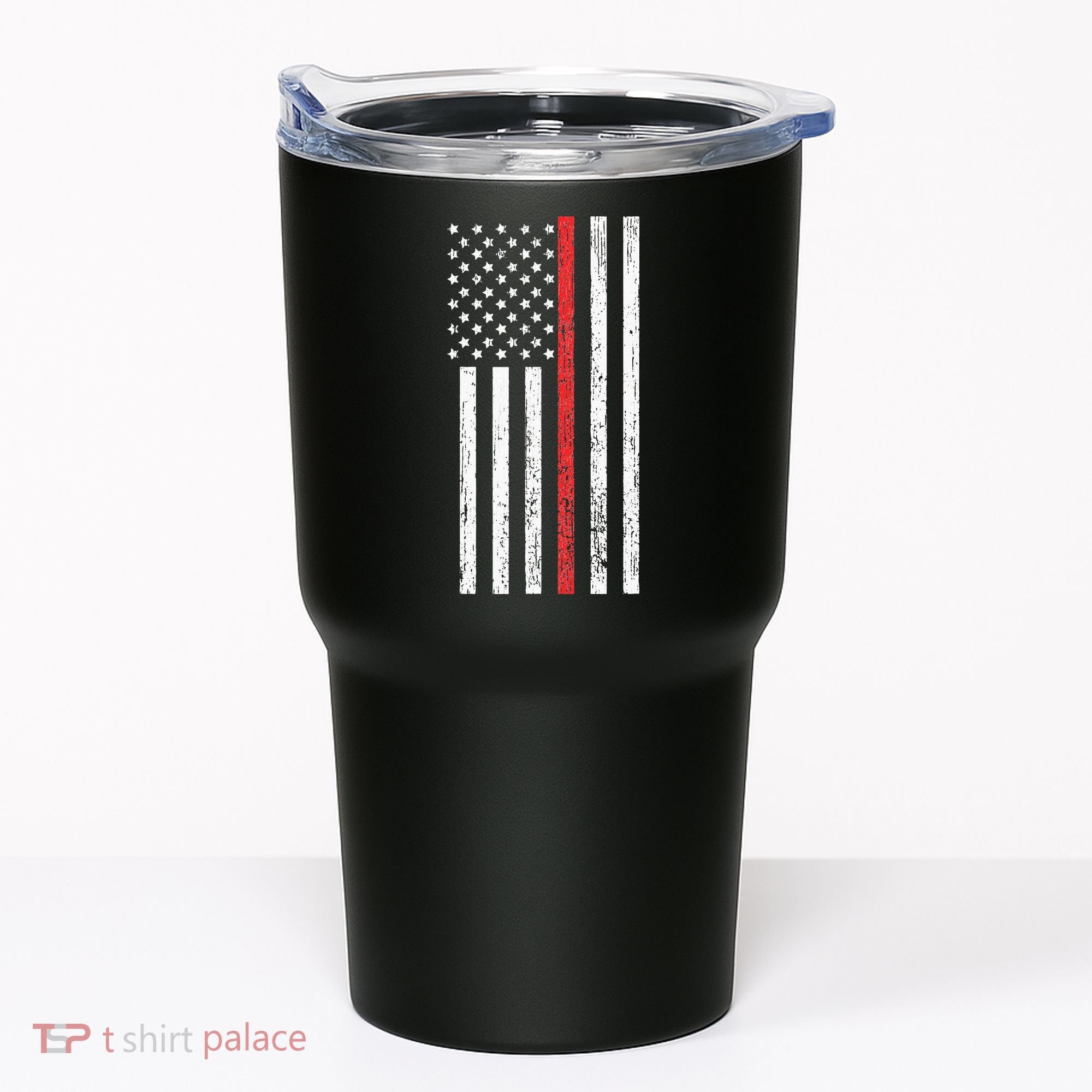 Thin RedLine Firefighter Flag Distressed Effect Tumbler