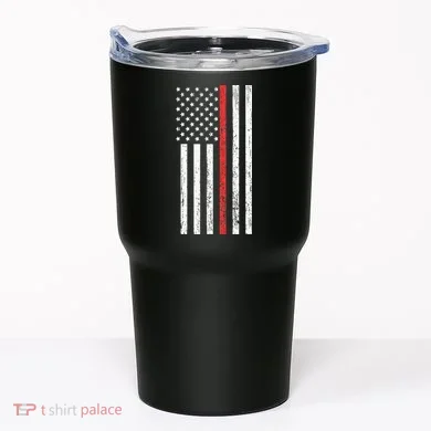 Thin RedLine Firefighter Flag Distressed Effect Tumbler