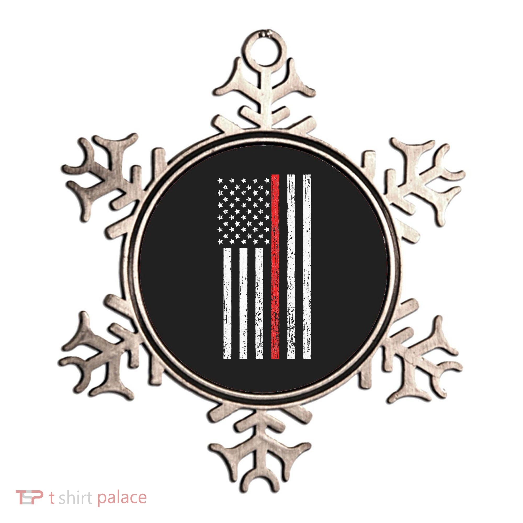 Thin RedLine Firefighter Flag Distressed Effect Ornament