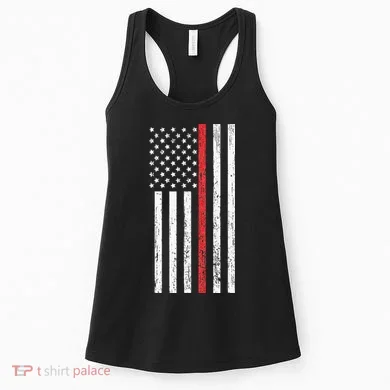 Thin RedLine Firefighter Flag Distressed Effect Women's Tank Top