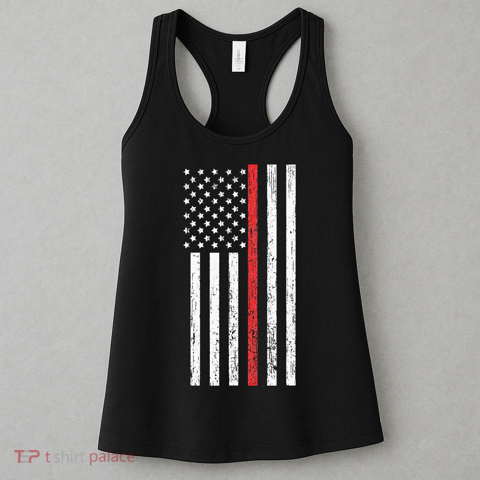 Thin RedLine Firefighter Flag Distressed Effect Women's Tank Top