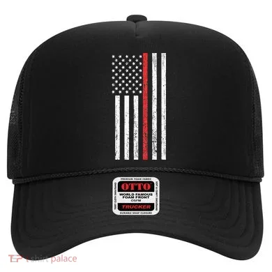 Thin RedLine Firefighter Flag Distressed Effect Hat