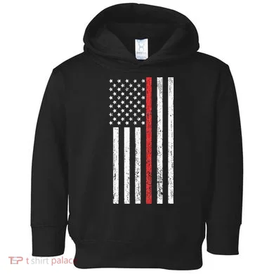 Thin RedLine Firefighter Flag Distressed Effect Toddler Hoodie