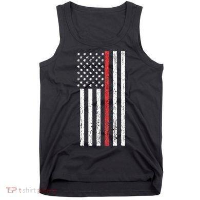 Thin RedLine Firefighter Flag Distressed Effect Tank Top