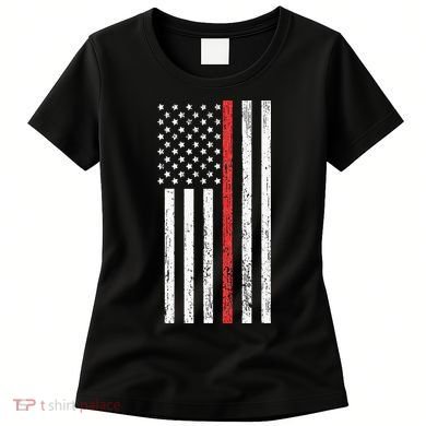Thin RedLine Firefighter Flag Distressed Effect Women's T-Shirt
