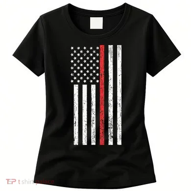 Thin RedLine Firefighter Flag Distressed Effect Women's T-Shirt
