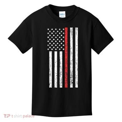 Thin RedLine Firefighter Flag Distressed Effect Kids T-Shirt