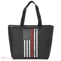 Thin RedLine Firefighter Flag Distressed Effect Tote Bag thumb 0