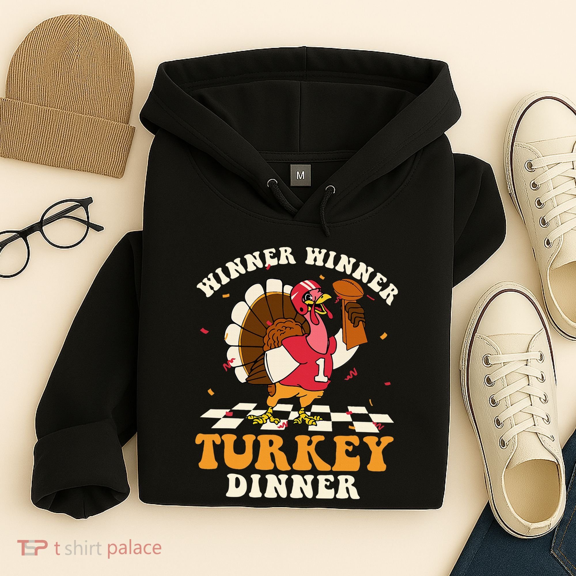 Thanksgiving Retro Football Feast Hoodie