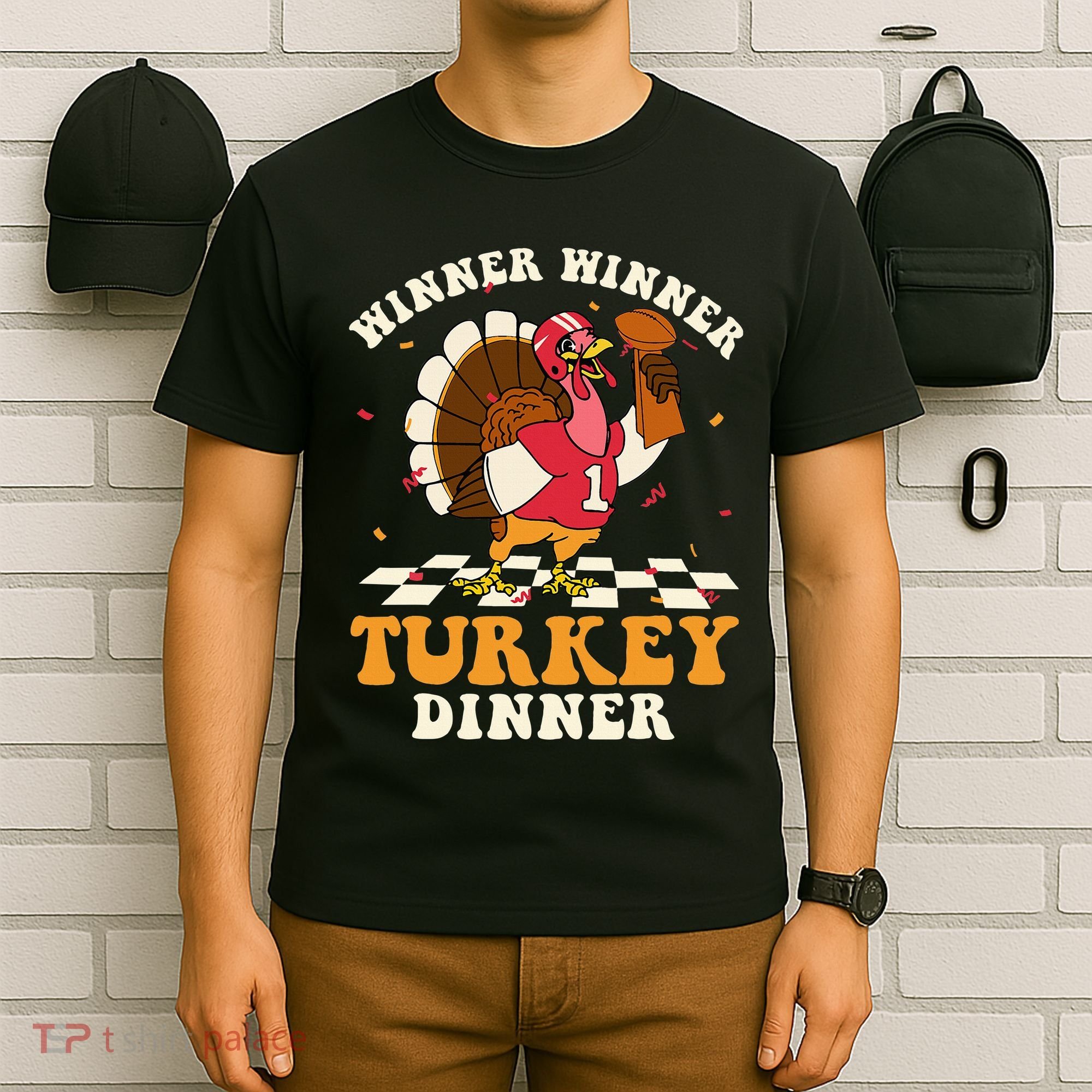 Thanksgiving Retro Football Feast T-Shirt