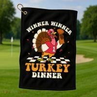 Thanksgiving Retro Football Feast Golf Towel thumb 1