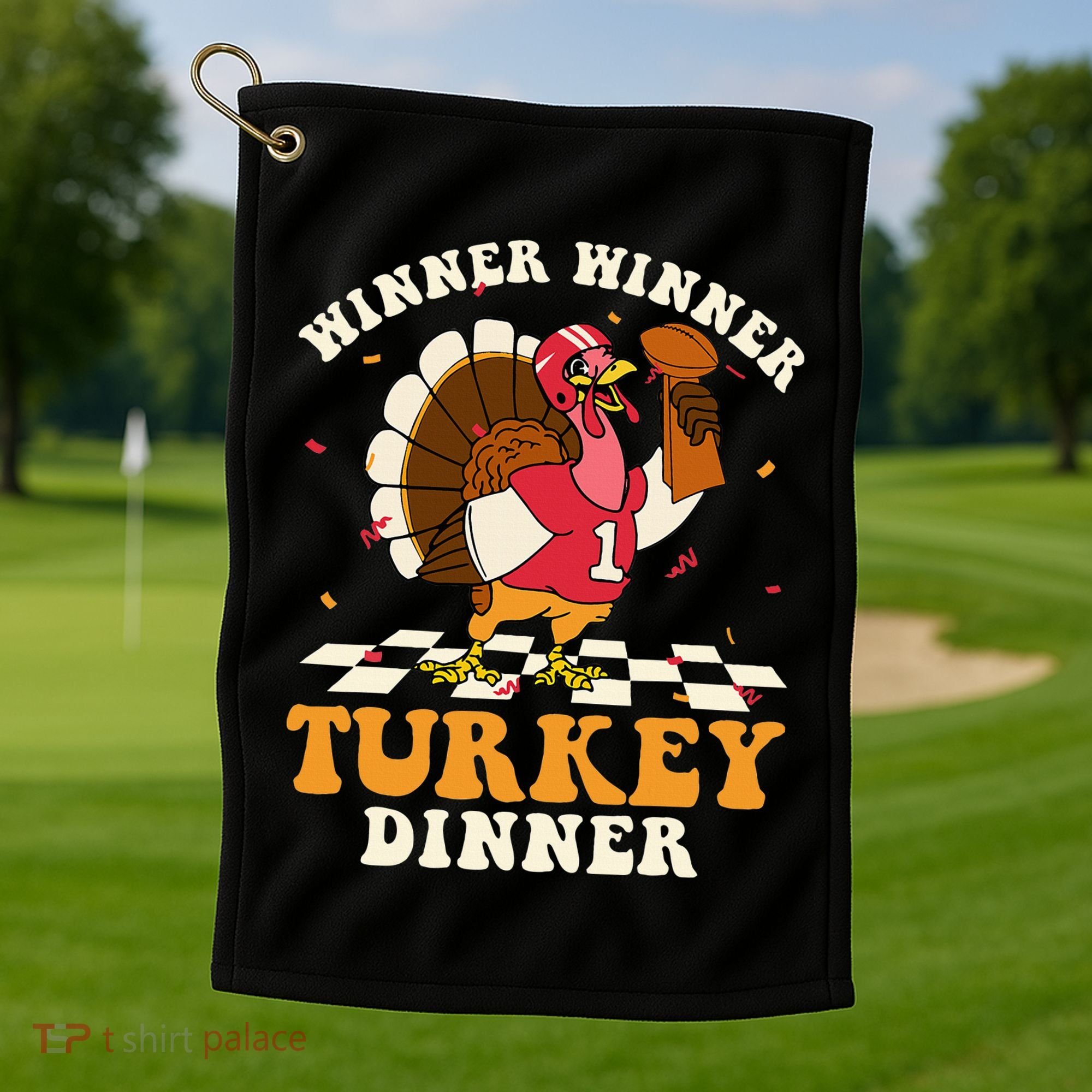 Thanksgiving Retro Football Feast Golf Towel