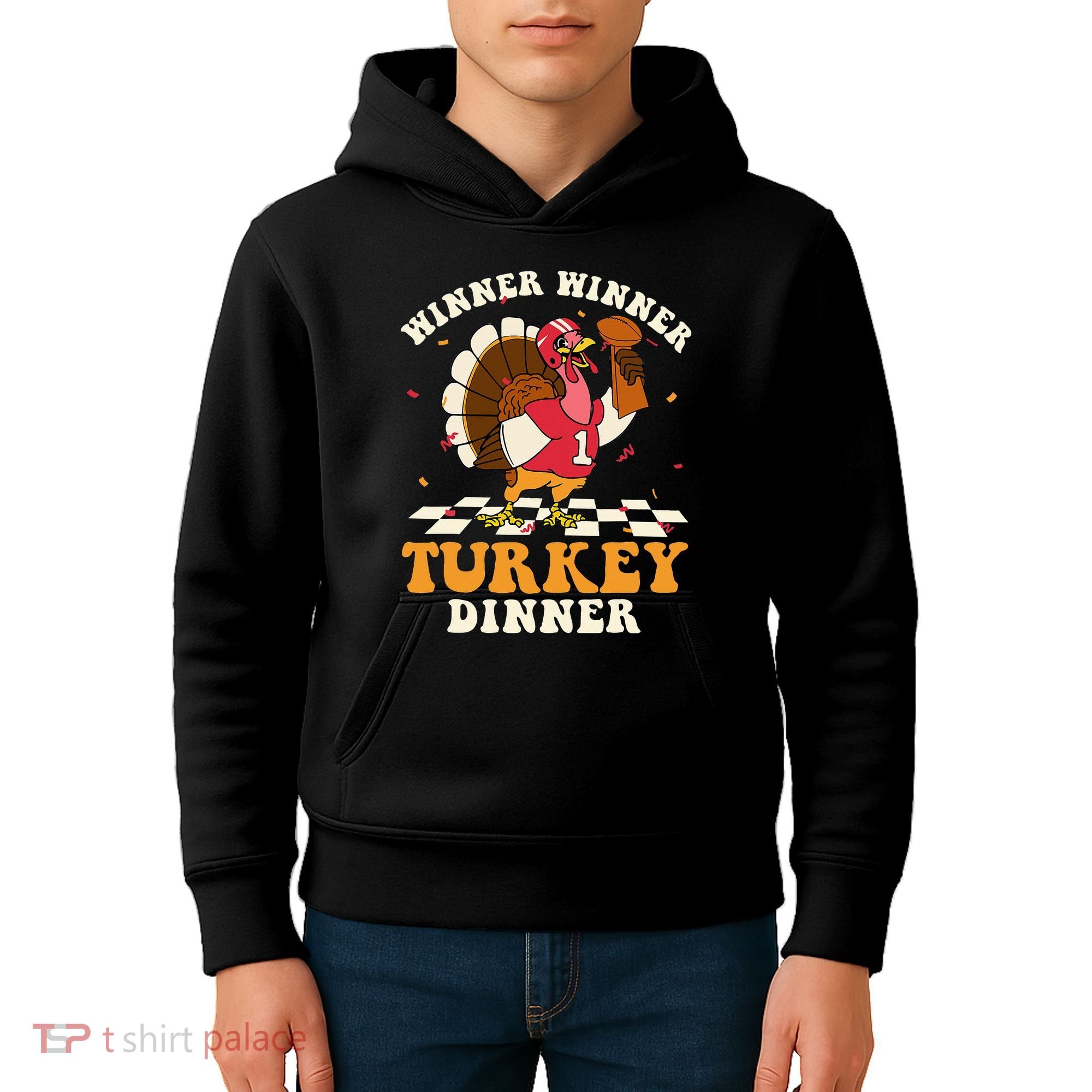 Thanksgiving Retro Football Feast Kids Hoodie