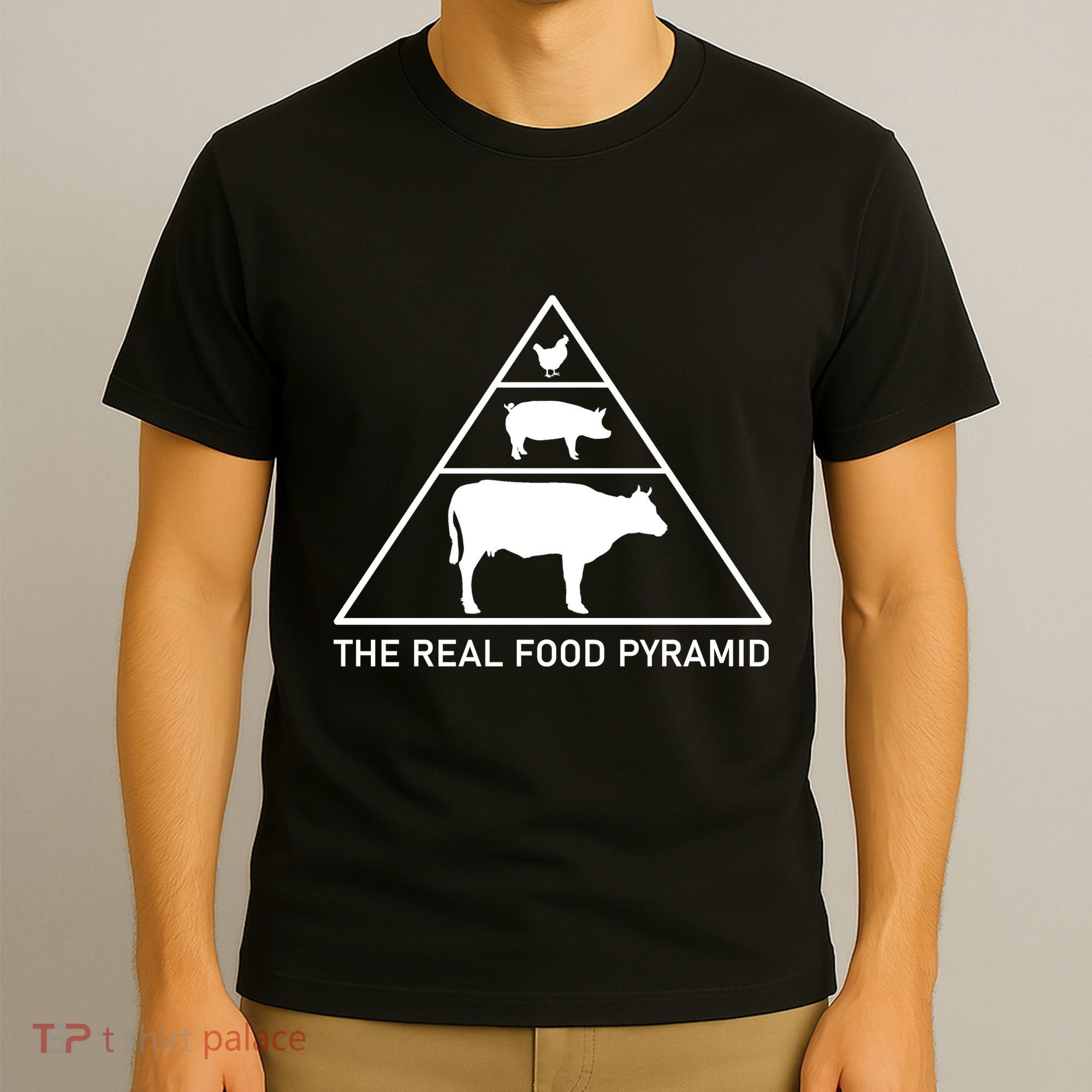 The Real Food Pyramid Beef Pork Chicken T-Shirt