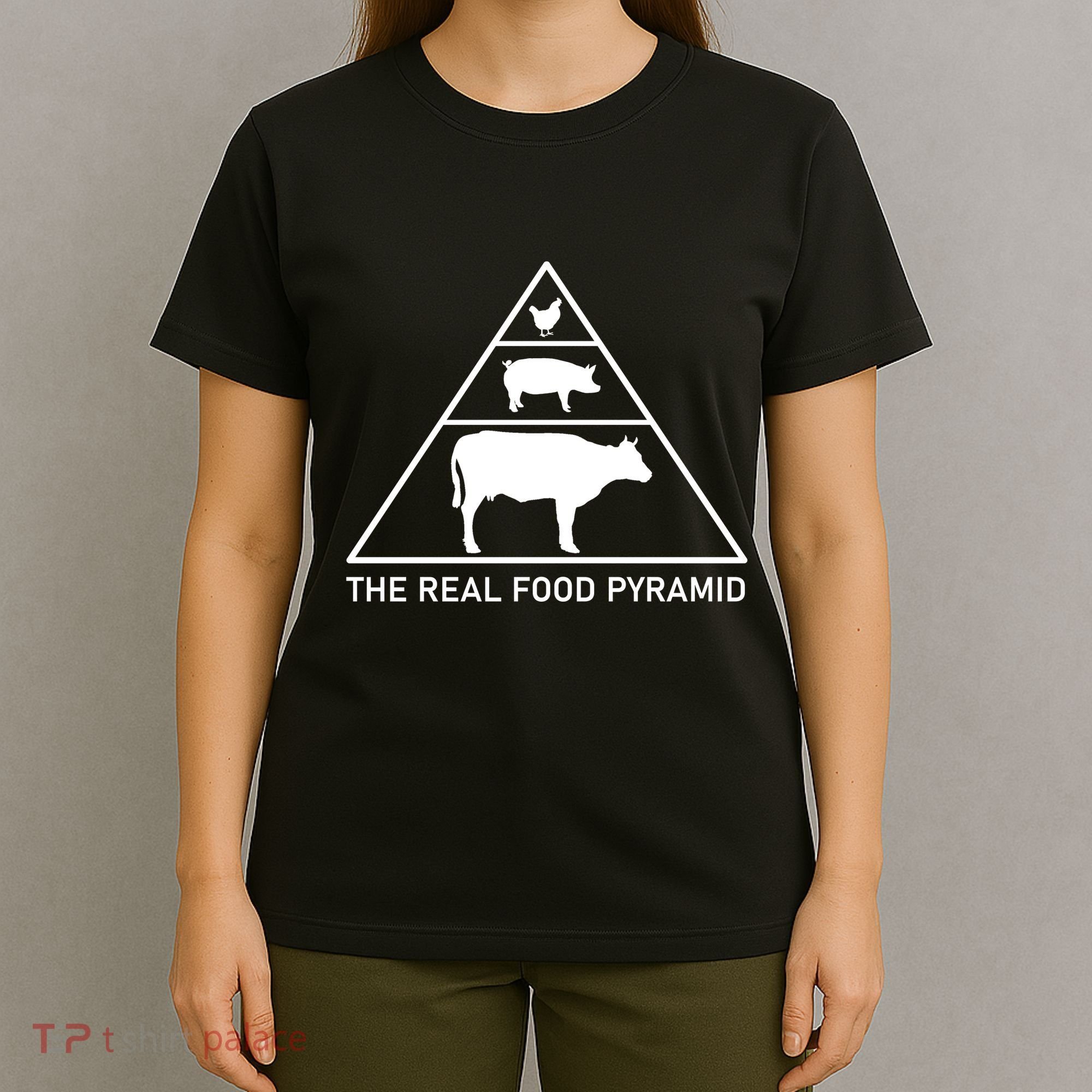 The Real Food Pyramid Beef Pork Chicken T-Shirt