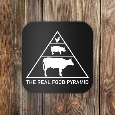 The Real Food Pyramid Beef Pork Chicken Coaster