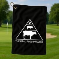 The Real Food Pyramid Beef Pork Chicken Golf Towel thumb 1