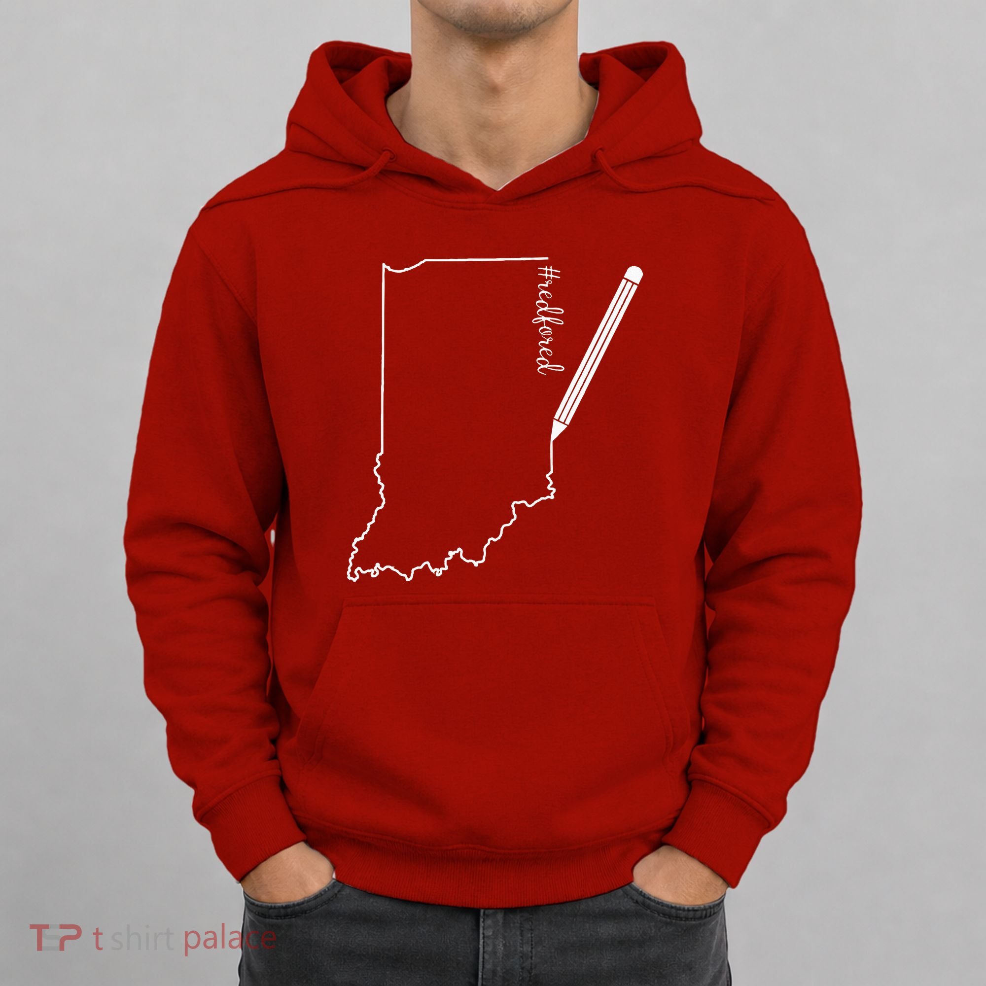 Teacher Red For Ed RedForEd Indiana Pencil Drawing Gift Hoodie