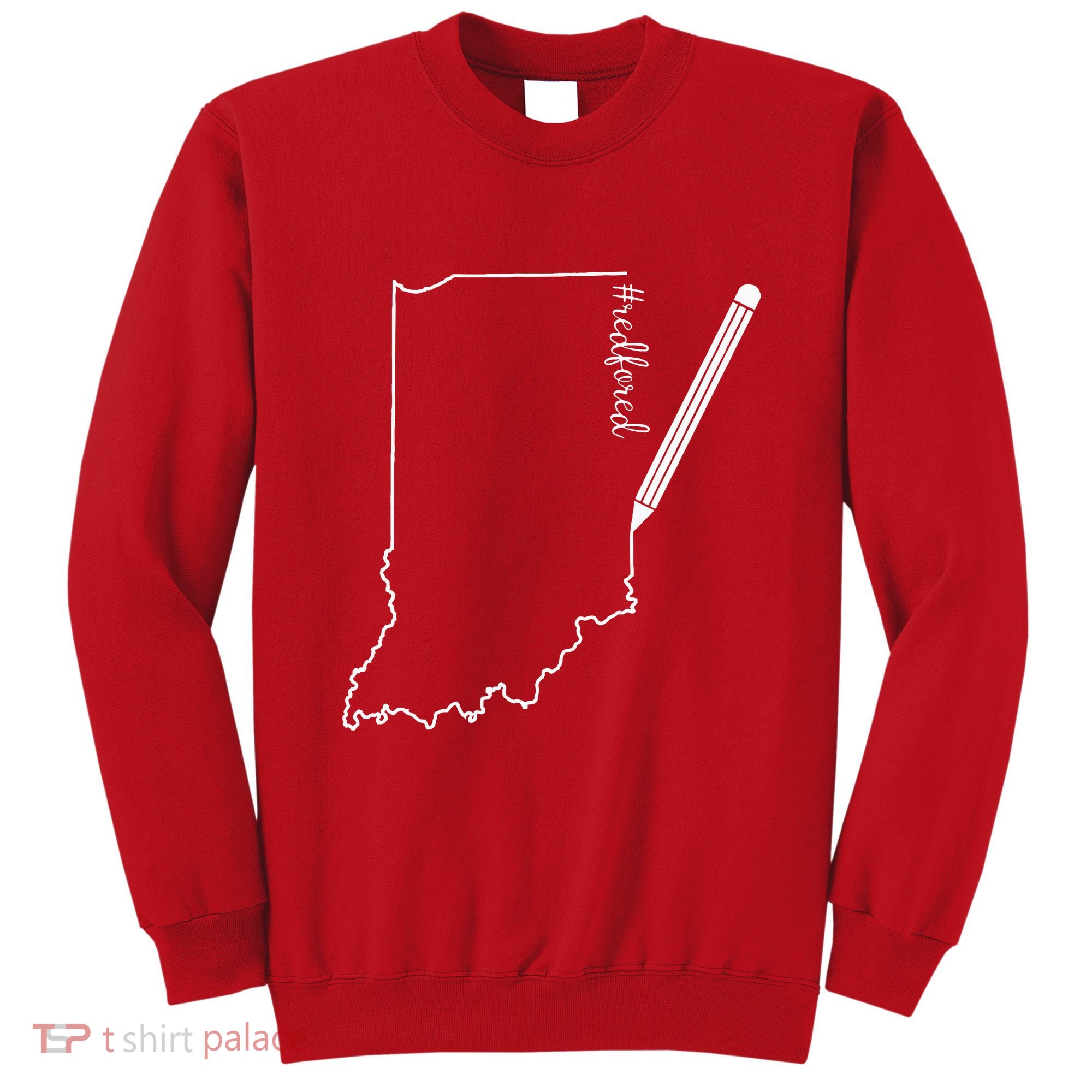 Teacher Red For Ed RedForEd Indiana Pencil Drawing Gift Sweatshirt