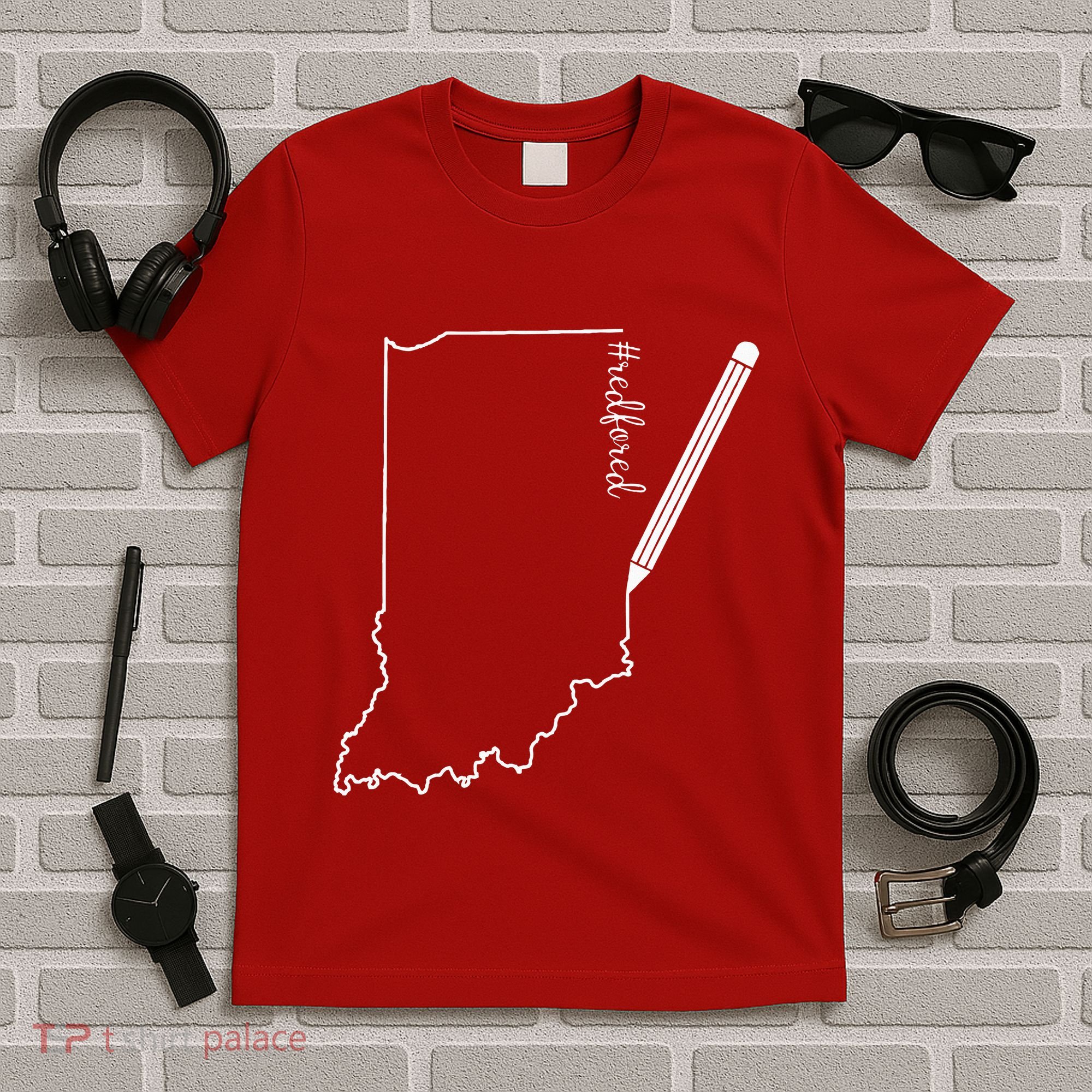Teacher Red For Ed RedForEd Indiana Pencil Drawing Gift T-Shirt