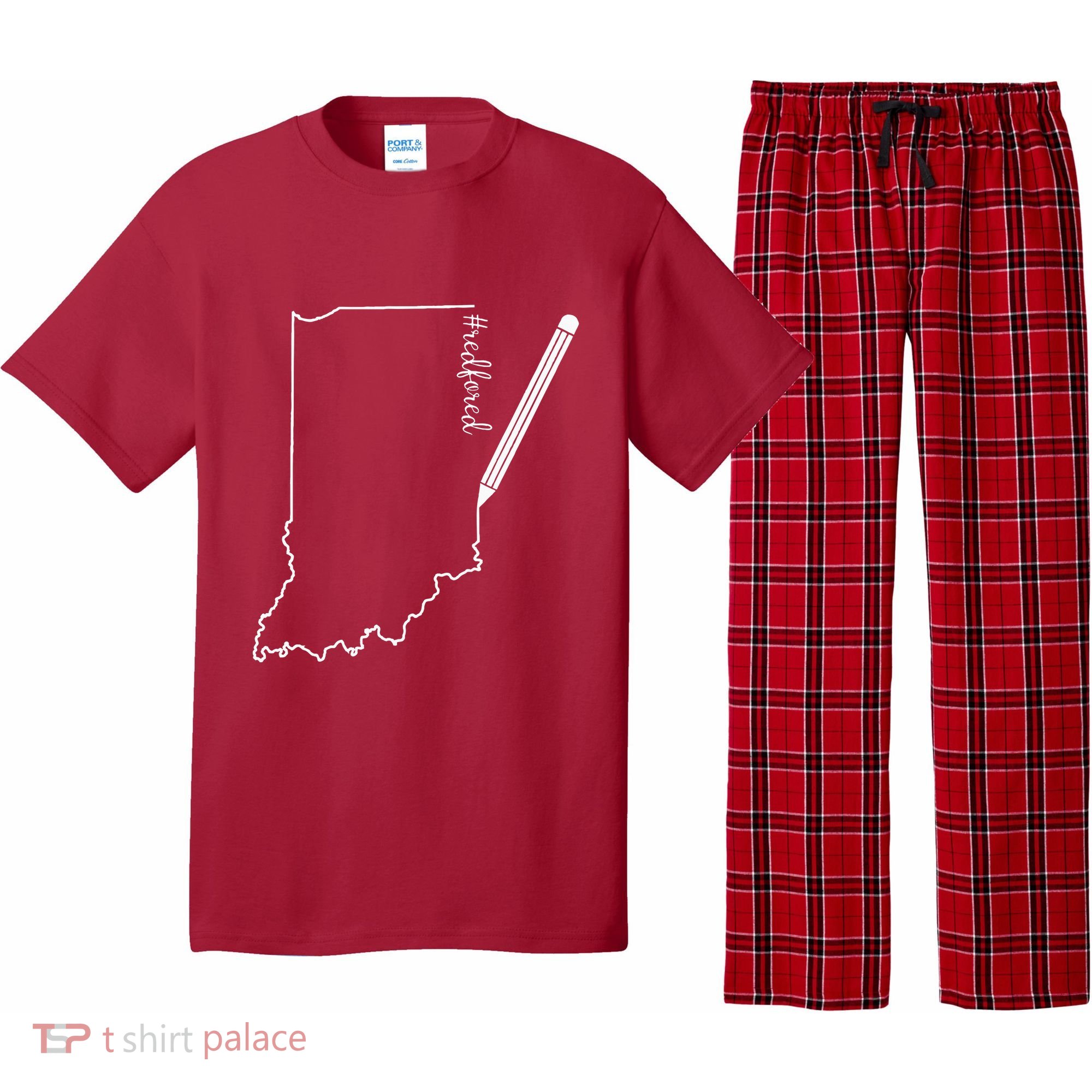 Teacher Red For Ed RedForEd Indiana Pencil Drawing Gift Pajama Set