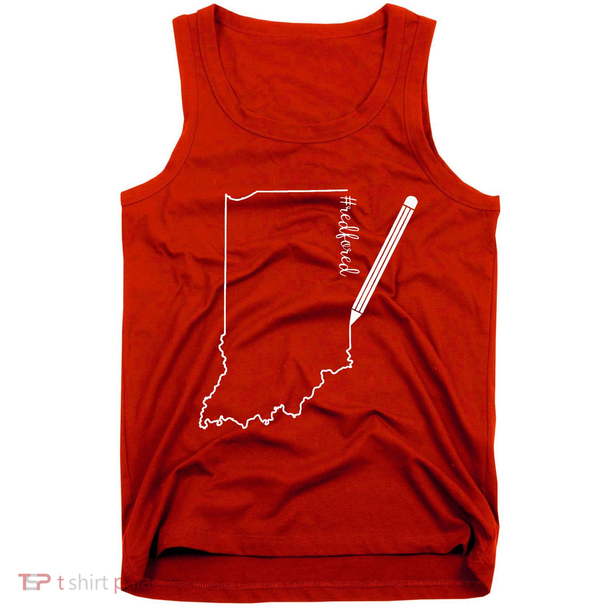 Teacher Red For Ed RedForEd Indiana Pencil Drawing Gift Tank Top