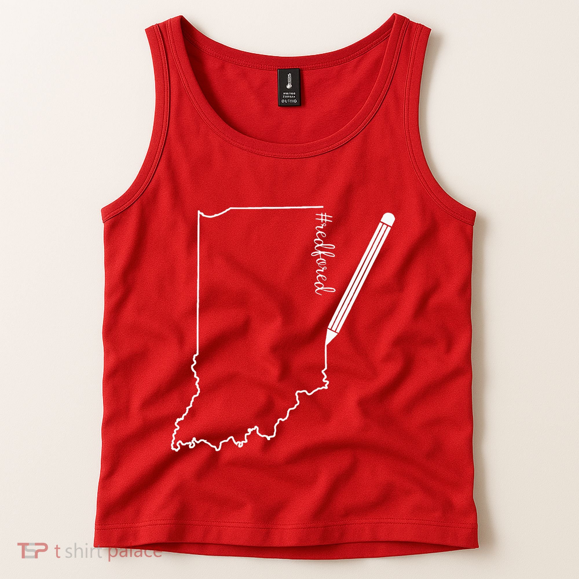 Teacher Red For Ed RedForEd Indiana Pencil Drawing Gift Tank Top