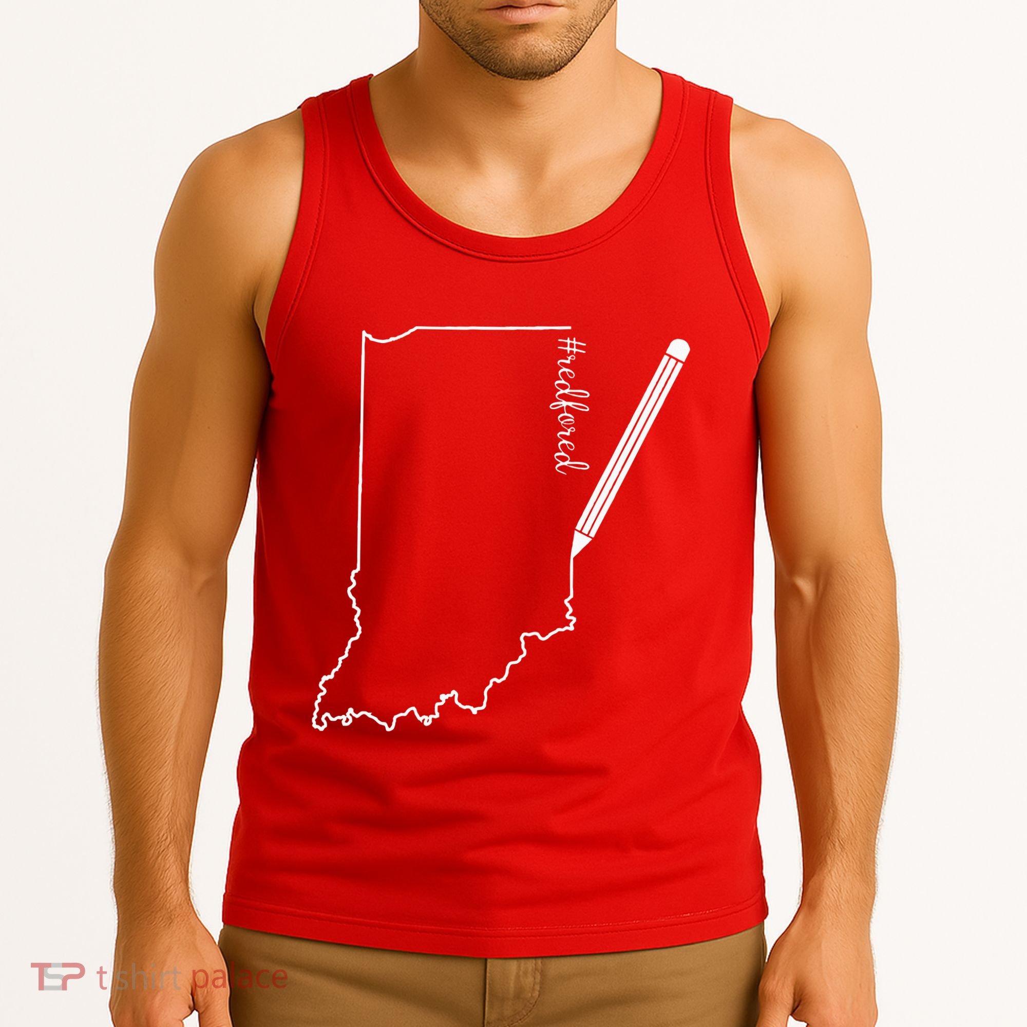 Teacher Red For Ed RedForEd Indiana Pencil Drawing Gift Tank Top
