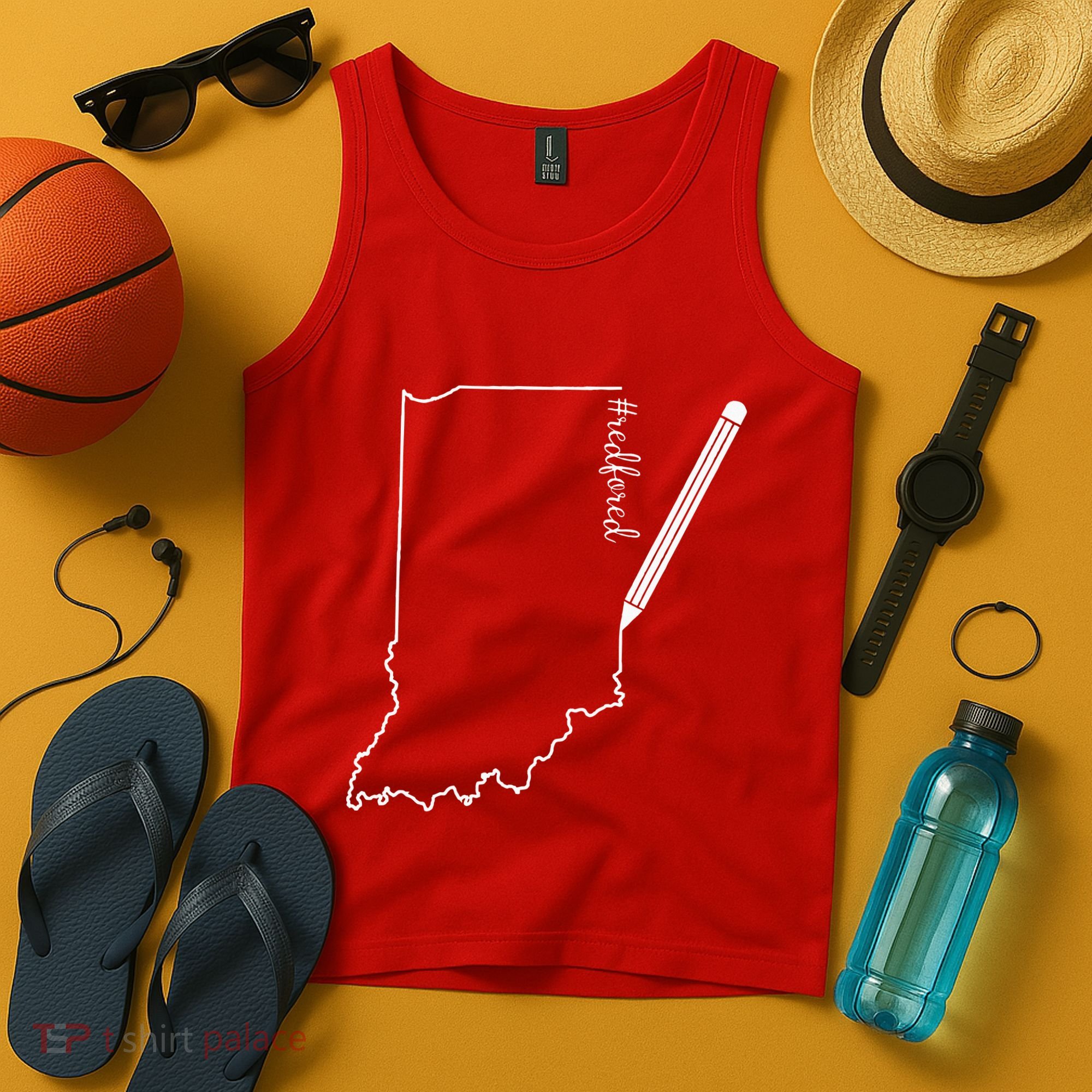 Teacher Red For Ed RedForEd Indiana Pencil Drawing Gift Tank Top