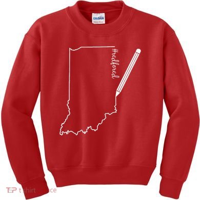 Teacher Red For Ed RedForEd Indiana Pencil Drawing Gift Kids Sweatshirt