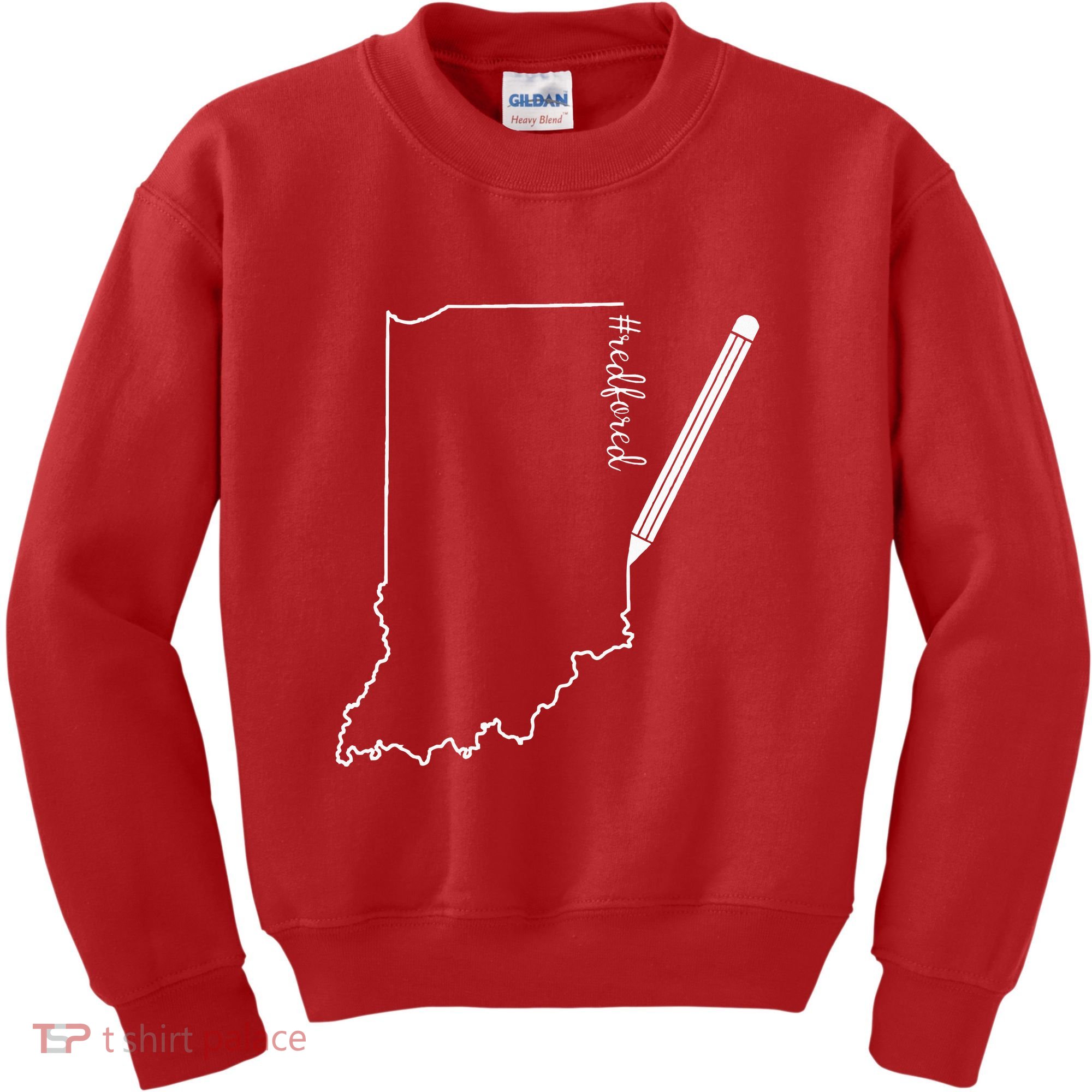 Teacher Red For Ed RedForEd Indiana Pencil Drawing Gift Kids Sweatshirt