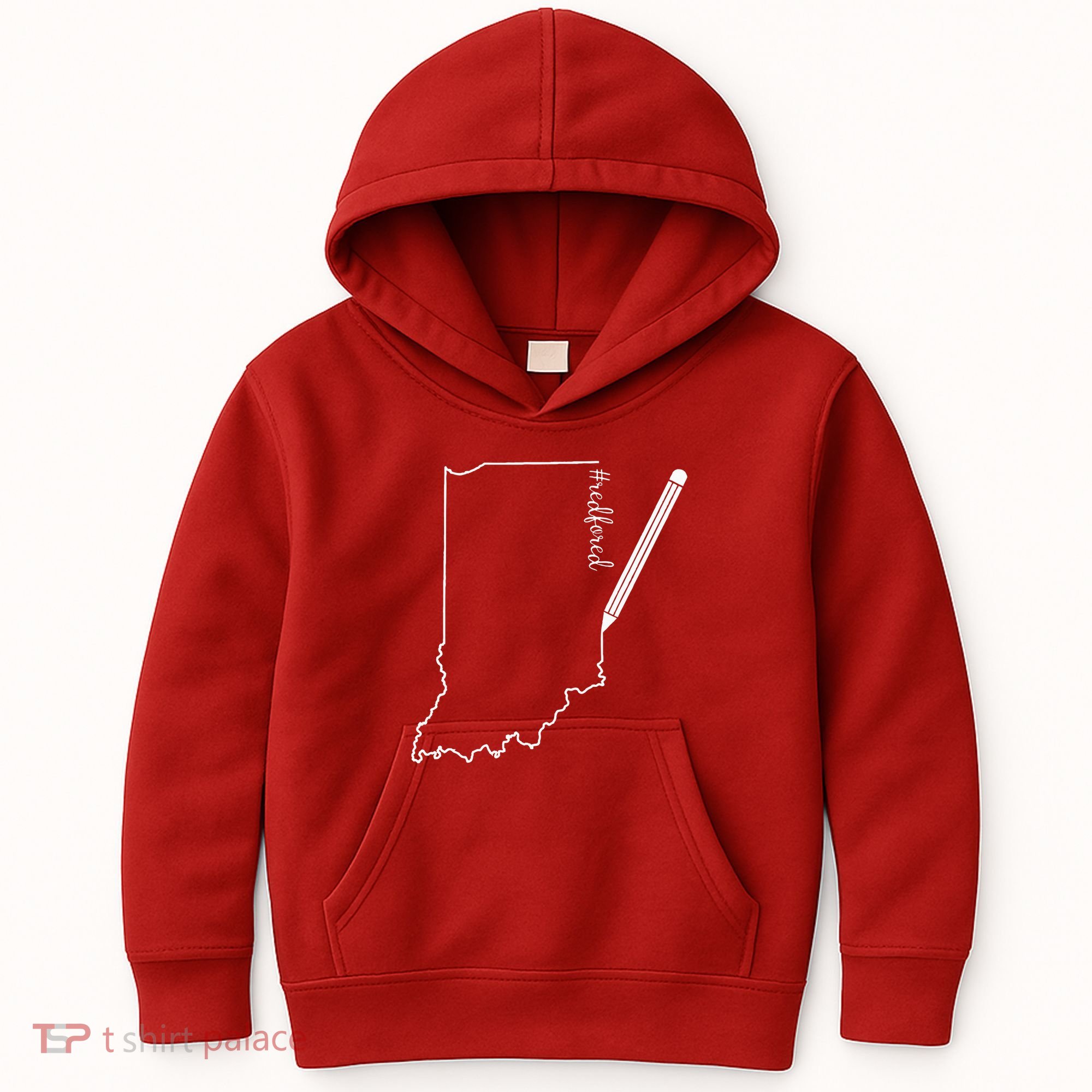 Teacher Red For Ed RedForEd Indiana Pencil Drawing Gift Kids Hoodie