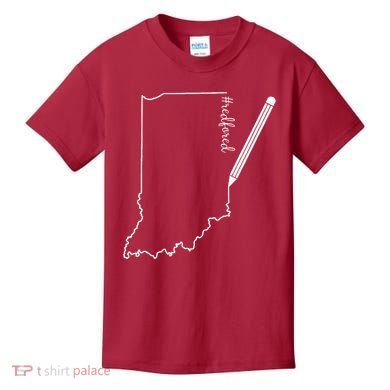 Teacher Red For Ed RedForEd Indiana Pencil Drawing Gift Kids T-Shirt