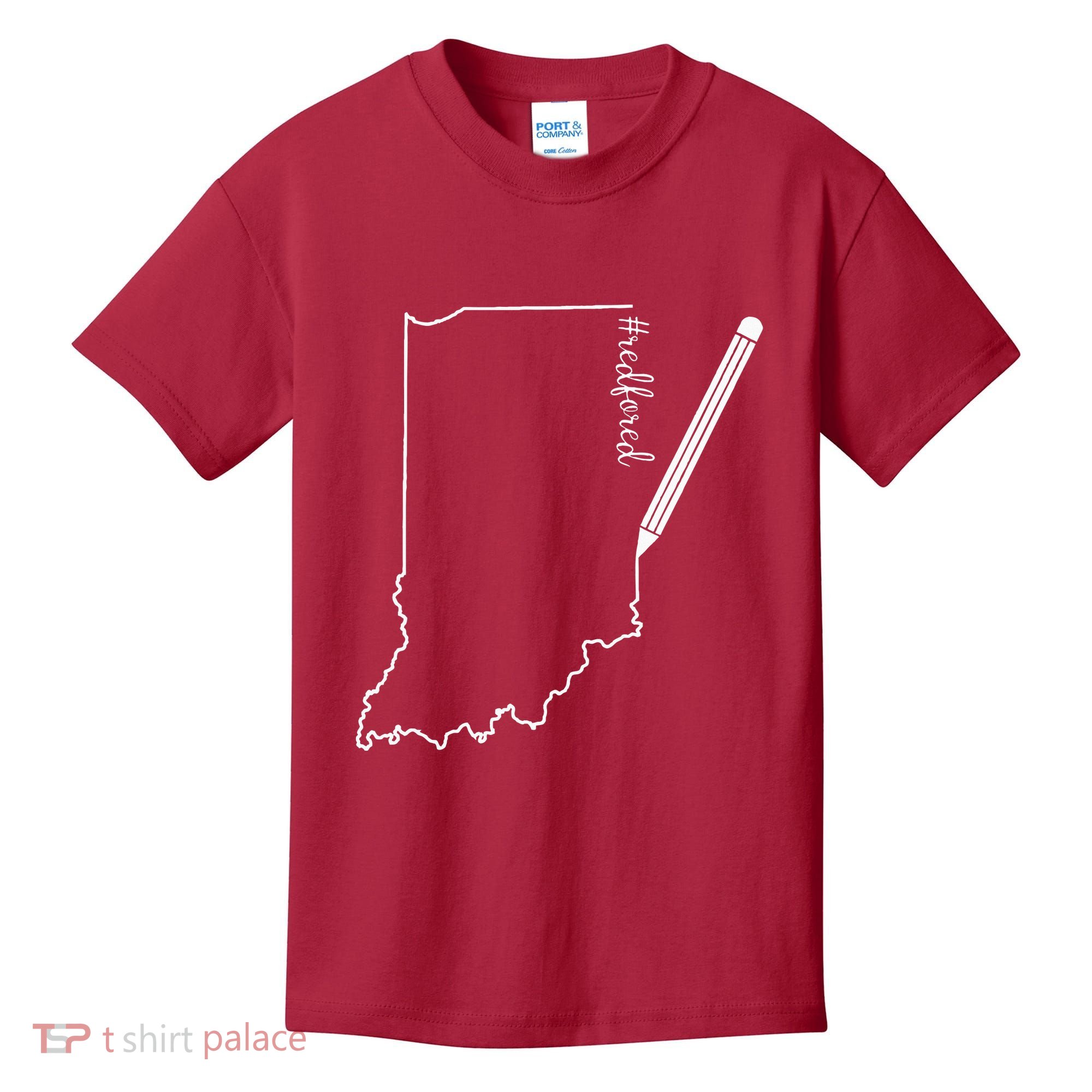 Teacher Red For Ed RedForEd Indiana Pencil Drawing Gift Kids T-Shirt