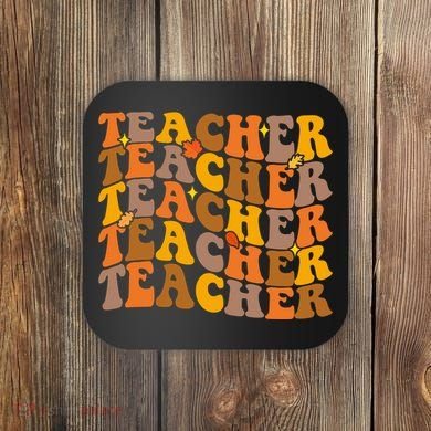 Teacher Retro Fall Cute Gift Coaster