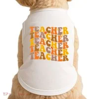 Teacher Retro Fall Cute Gift Doggie Tank thumb 0