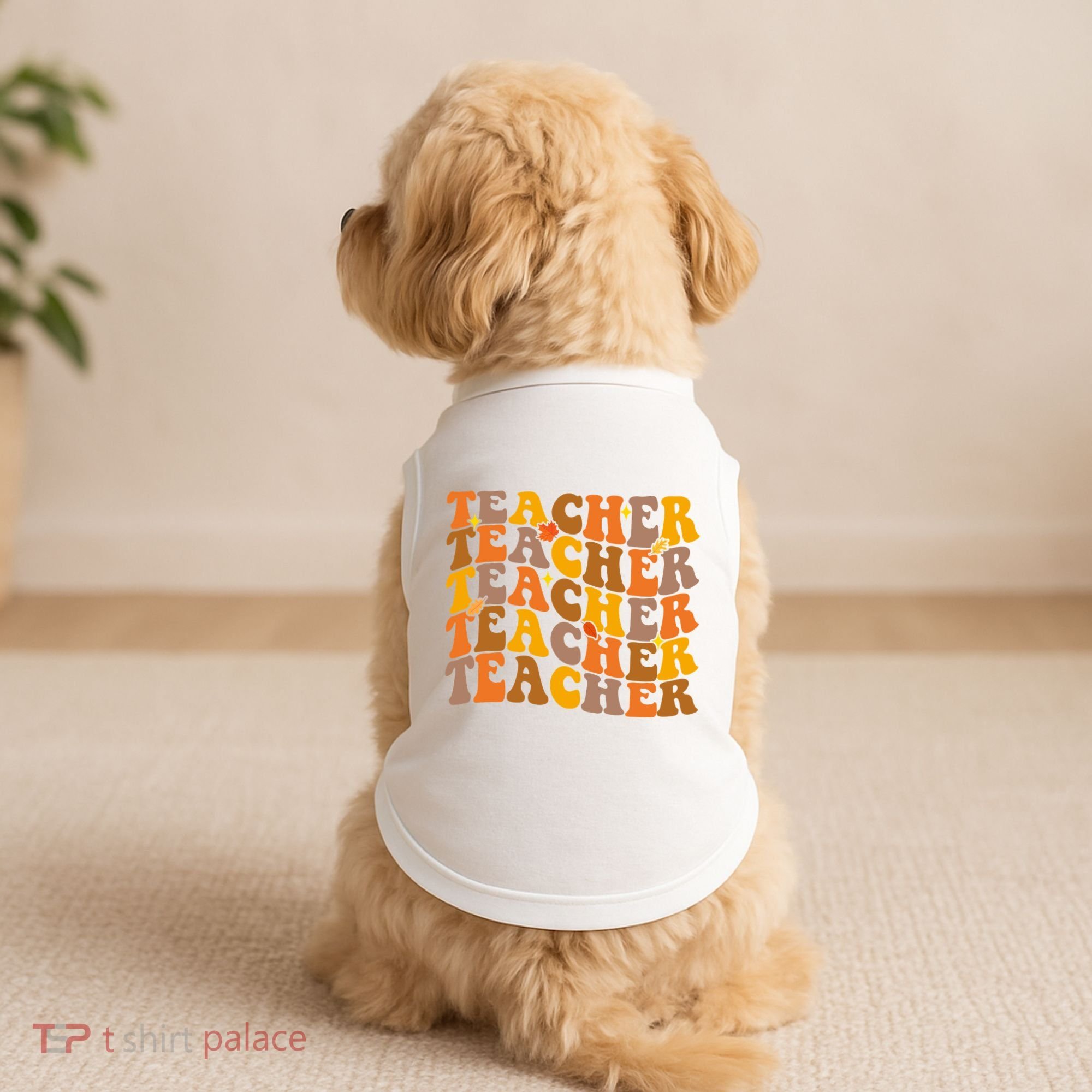 Teacher Retro Fall Cute Gift Doggie Tank