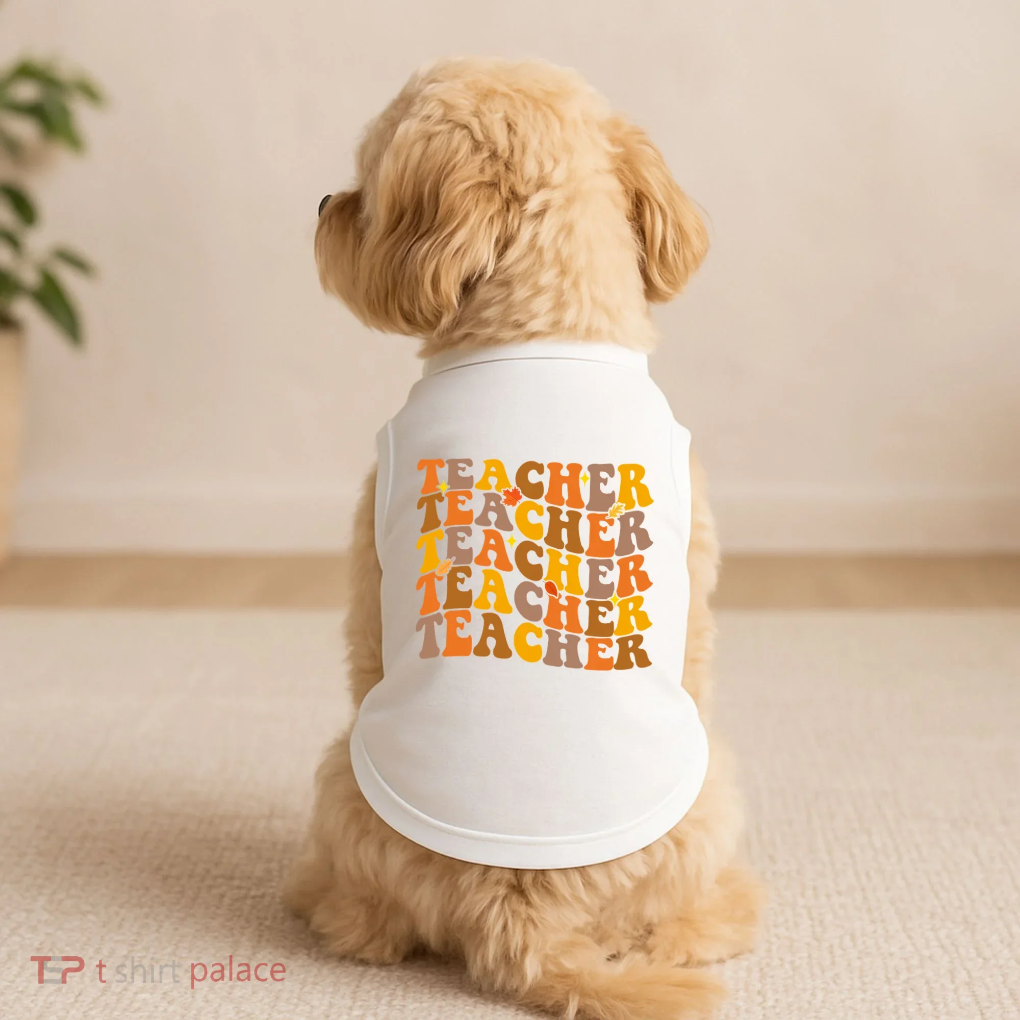 Teacher Retro Fall Cute Gift Doggie Tank