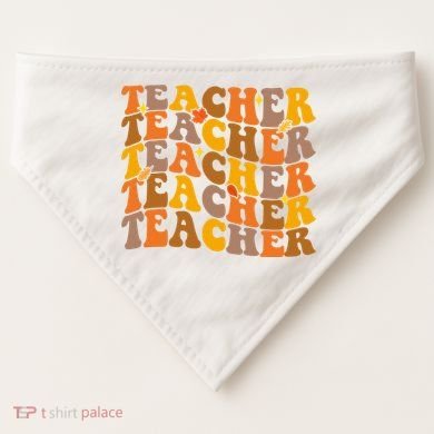 Teacher Retro Fall Cute Gift USA-Made Doggie Bandana