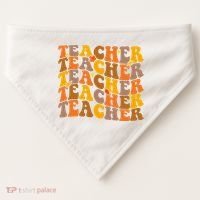 Teacher Retro Fall Cute Gift USA-Made Doggie Bandana thumb 0