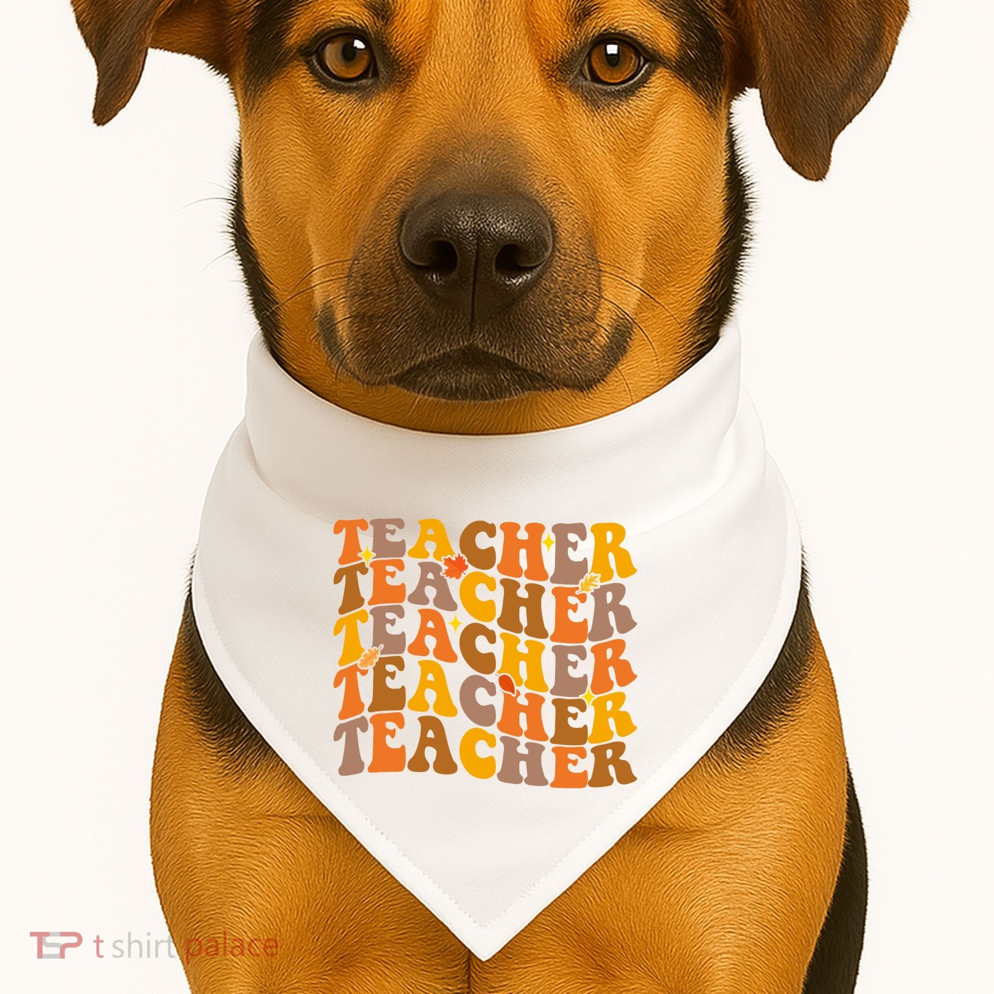 Teacher Retro Fall Cute Gift USA-Made Doggie Bandana