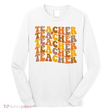 Teacher Retro Fall Cute Gift Long Sleeve Shirt