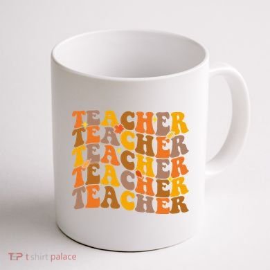 Teacher Retro Fall Cute Gift Coffee Mug back