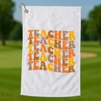 Teacher Retro Fall Cute Gift Golf Towel thumb 1