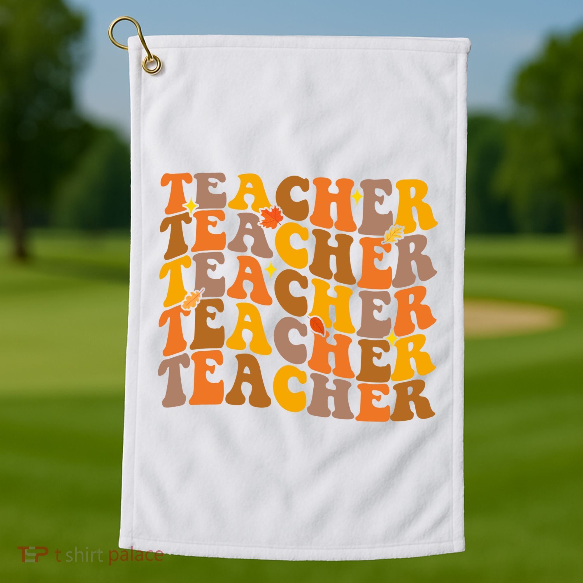 Teacher Retro Fall Cute Gift Golf Towel