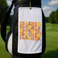 Teacher Retro Fall Cute Gift Golf Towel thumb 2