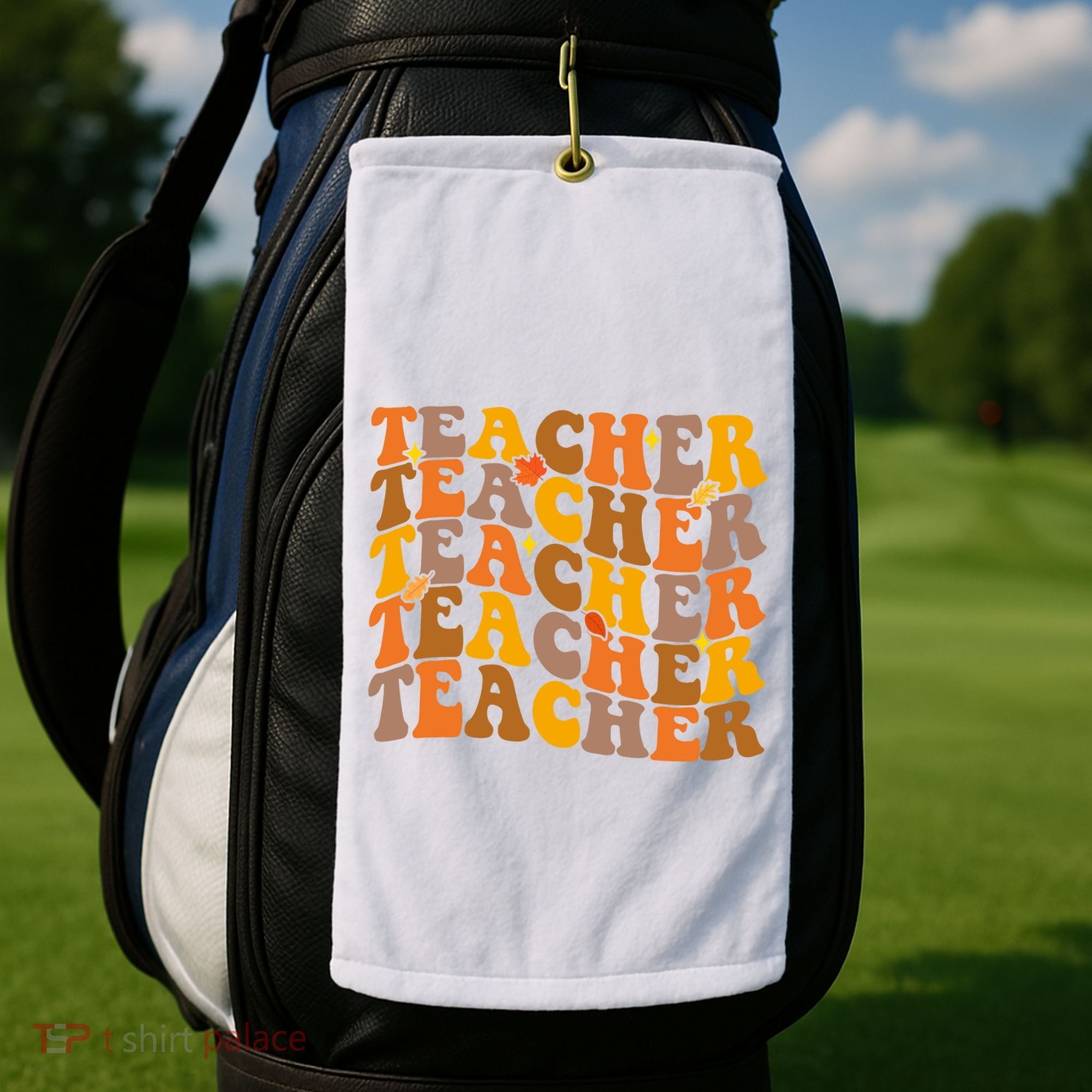 Teacher Retro Fall Cute Gift Golf Towel